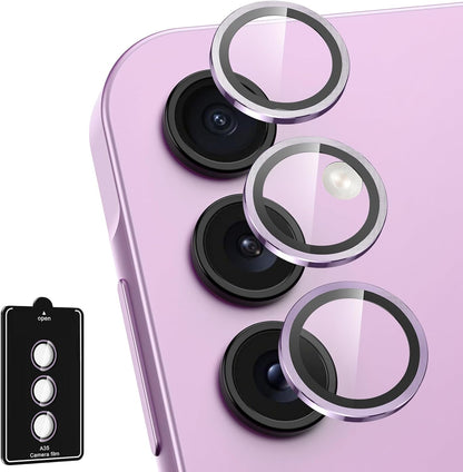for Samsung Galaxy A35 5G Camera Lens Protector, Individual Metal Ring Tempered Glass Lens Cover, [Strong Adsorption] Scratch Resistant Ultra-Thin HD Clear Lens Cover, 1 Set-Purple