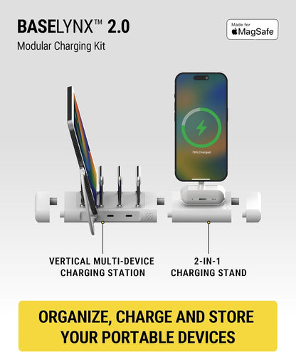 Scosche BaseLynx 2.0 Modular Charging Station with 15W MagSafe Wireless Charger Stand, 5W Charging Pad for AirPods Pro and 3 Port 60W USB-C Multi Device Fast Phone Charger Compatible with Apple iPhone