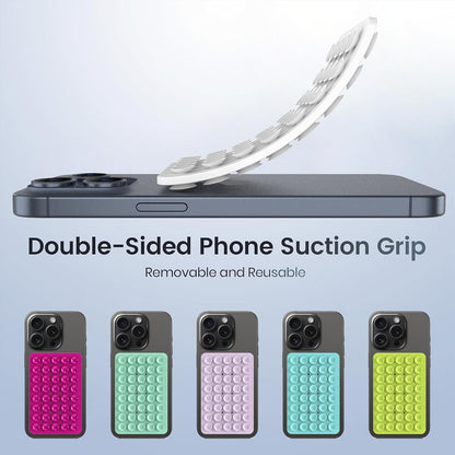 2PACK Silicone Double Sided Suction Phone Case Mount, Detachable Hands Free & Strong Grip Holder for Selfies & Videos, Compatible iPhone Android (White, 2Pack 40 Suction Cups)