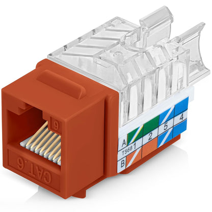 Everest 45° Angled RJ45 Cat6 Keystone Jacks 20-Pack in Orange - Slim Profile Female RJ45 Connectors - Cat 6 Keystone Jack - Compatible with 45° Angled Speed Termination Tool - 45Term (B0BL3GS7ZY)