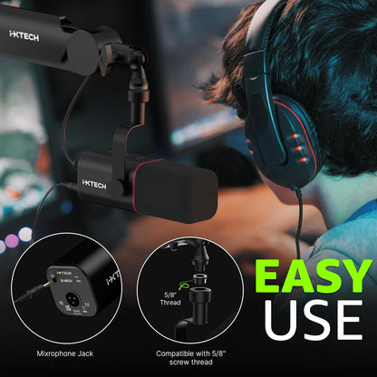 IXTECH Cardioid Dynamic Microphone with Mic Cover, Vocal USB XLR Microphone for Podcasting, Streaming, Recording, Gaming and Voice-Over (Black)