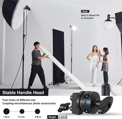 10.8ft/330cm Heavy Duty C Stand Stainless Steel Light Stand with Holding Arm 4.2ft/128cm Carry Bag 44LB/20KG Adjustable Stable for Photography Studio Video Monolight Softbox Shooting