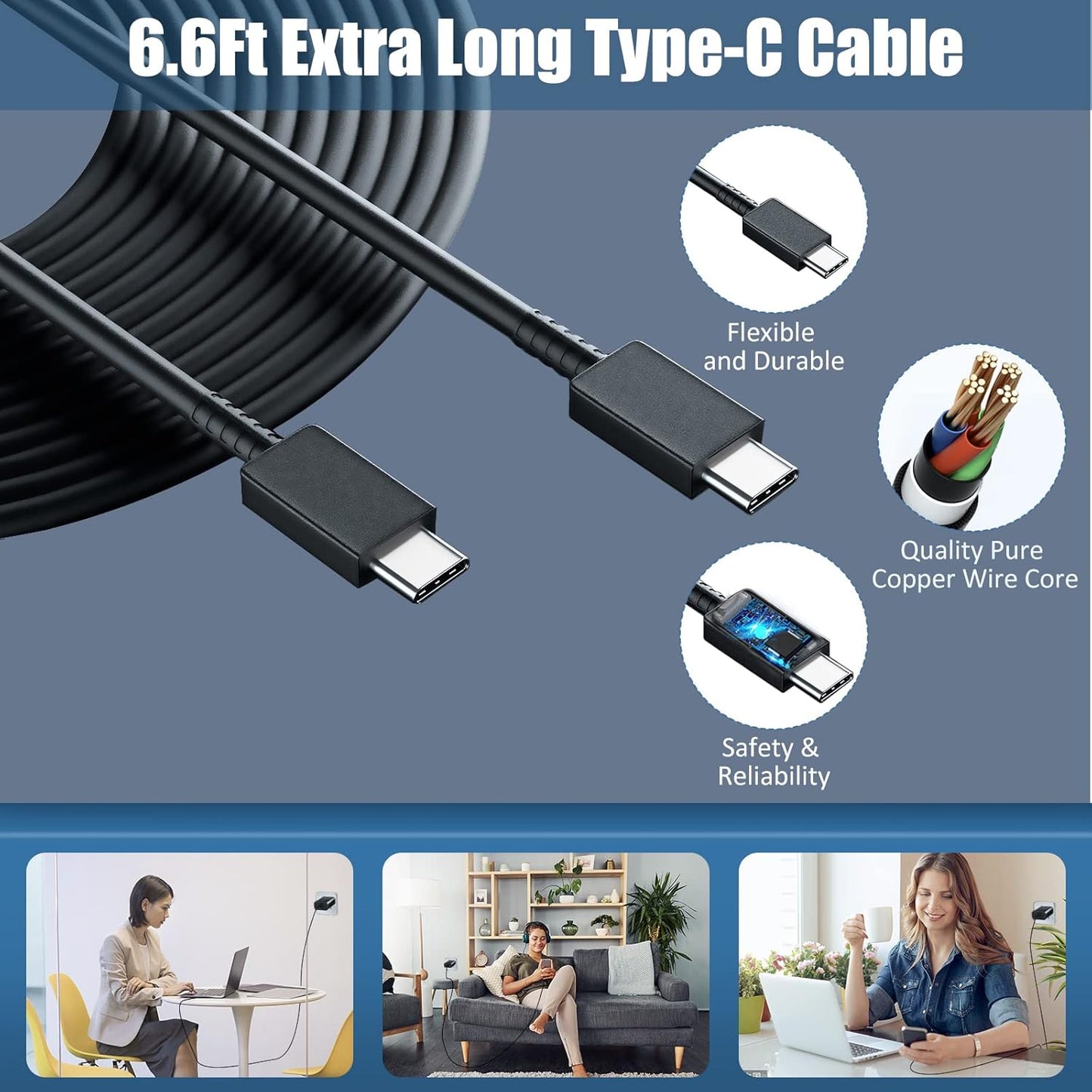 30W USB C Phone 15 Charger Fast Charging Block for iPhone 15/15 Pro Max/15 Pro/15 Plus/Samsung Galaxy S23 Ultra/S23/S23+/S22/S22 Ultra/S22+/S21 Ultra/S20 Ultra/Note 20 & 6.6Ft USB C Charger Cable