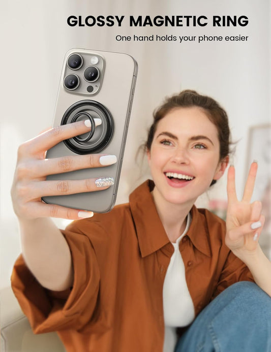 Lamicall [2025 Upgrade Metal Gear Hinge] Magnetic Phone Ring Grip for MagSafe, [4.4lbs Ultra Strong Magnet] Finger Holder Stand, Easily Pull Ring Out, Mag Safe Accessory for iPhone 16 15 14 Pro Max