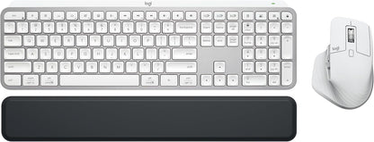 Logitech MX Master 3S Keys S Combo - Performance Wireless Keyboard and Mouse with Palm Rest, Customizable Illumination, Fast Scrolling, Bluetooth, USB C, for Windows, Linux, Chrome, Mac - Pale Grey
