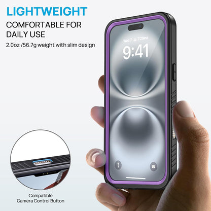 Lanhiem for iPhone 16 Plus Case, IP68 Waterproof Dustproof Shockproof Cases with Built-in Screen Protector, 360 Full Body Heavy Duty Rugged Phone Cover for iPhone 16 Plus - 6.7 inch (Purple)