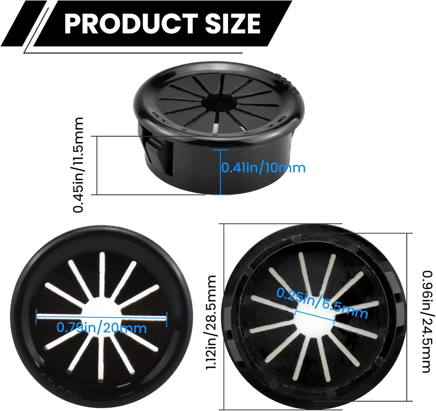 1-Inch Cable Grommets Petal-Shaped Buckle Type Wire Hole Cover for Cord Management and Protection of Cabinet, 5PCS 25mm