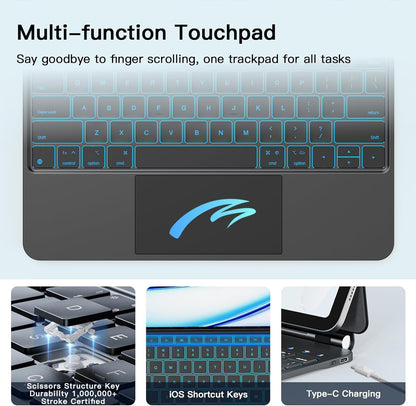 for iPad Air 13 inch Case with Keyboard (M3,2025 / M2,2024), iPad Pro 12.9 (6th/5th/4th/3rd Gen) Magic Keyboard, Springy Backlit Keys, Stain-Resistant Surface, Multi-Touch Trackpad, Black