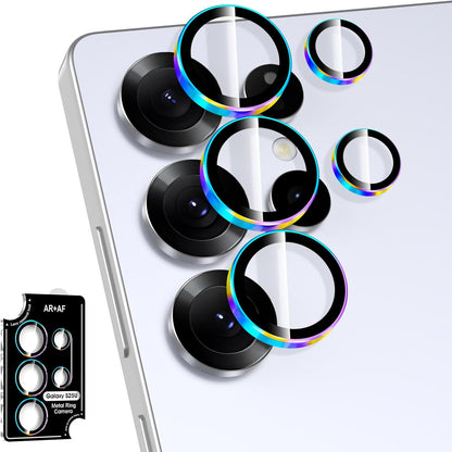 for Samsung Galaxy S25 Ultra Camera Lens Protector, Individual Metal Ring Tempered Glass Lens Cover, [Strong Adsorption] Scratch Resistant Ultra-Thin HD Clear Lens Cover, 1 Set-Colorful Ring