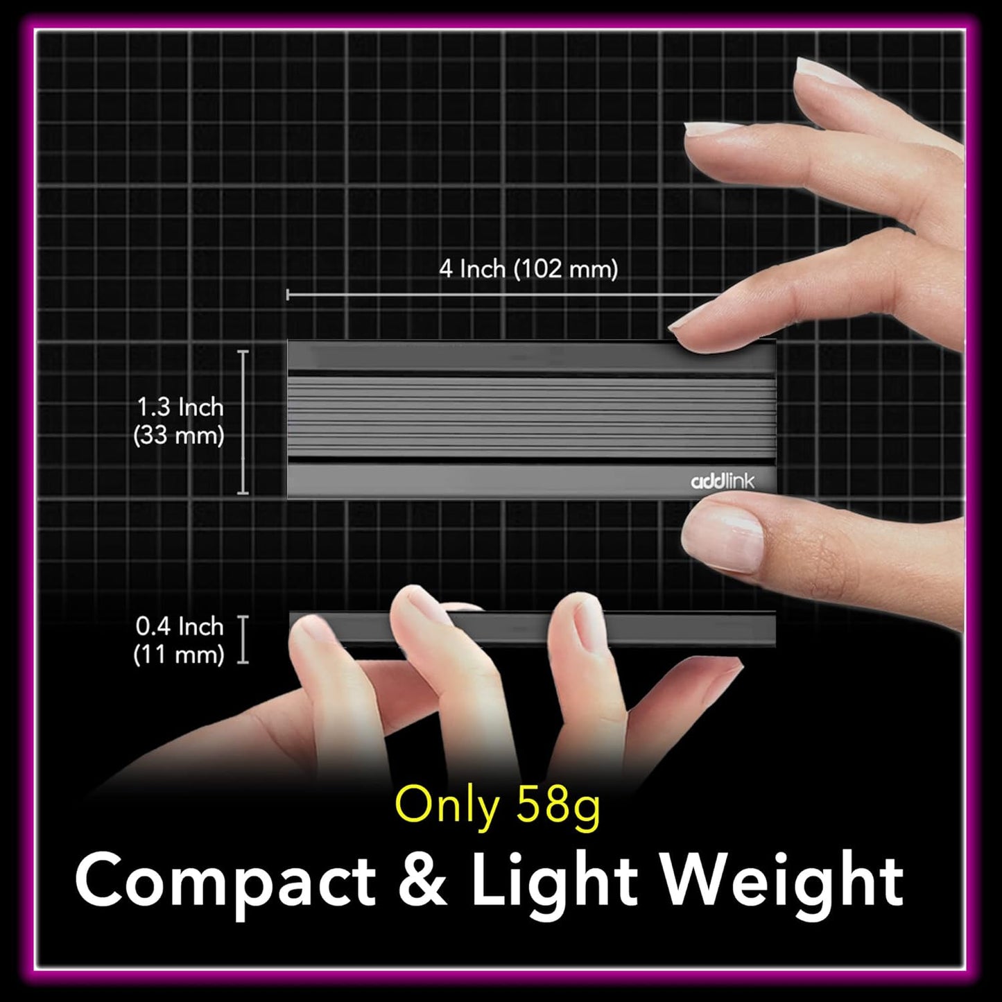 Addlink External Portable SSD 1TB P20 USB 3.2 Gen2 up to 1050MB/s, 3D TLC USB C Solid State Drive, for PC Laptop Mac Windows Linux Android PS4 PS5 Xbox One Smart TV (ad1TBP20B32) Made in Taiwan