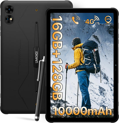 UMIDIGI 2K 11inch Rugged Tablet Android,Active T1 Octa-core 16GB RAM+128GB ROM,10000mAh,16+16+8MP Camera Waterproof Tablet with SIM Card Slot Unlocked/Stylus Pen/4G LTE/WiFi-5/BT 5.0/GPS,Warranty