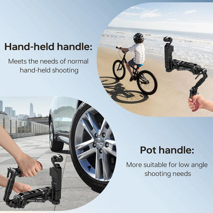 Came-TV Handle Grip Camera Mount, Handheld Camera Stabilizer Mount with 1/4" Mounting Holes,Shock Stabilizer Arm Support for DSLR Smartphone Pocket 2, Pocket 3, OSMO Mobile Video Shooting PK05