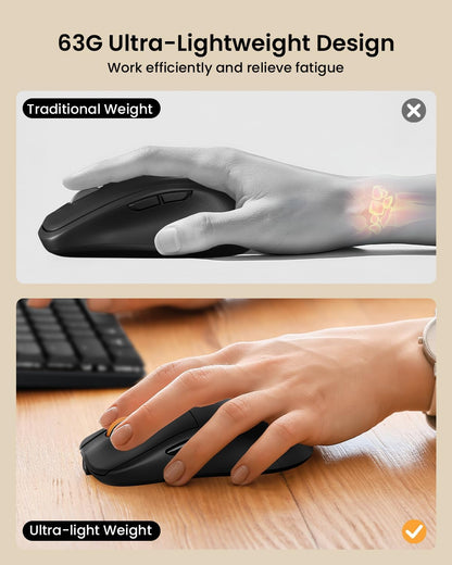 ProtoArc Mechanical Keyboard and Mouse, KM310 Wireless Rechargeable Aluminum Keyboard Mouse, 2.4G+Dual Bluetooth, Low Profile Keys, Red Switches, Multi-Device, for Windows/Mac - Black