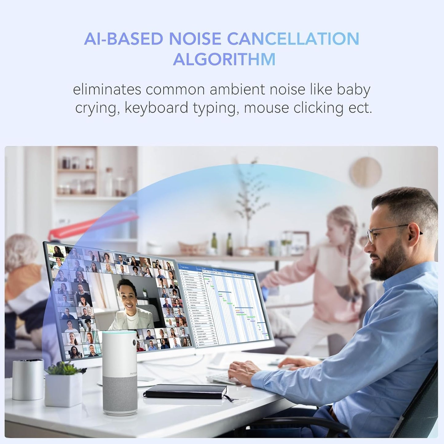 NUROUM C10(2nd Gen) 1080P Conference Webcam with Microphone Speaker, Portable All in One Computer Camera for Video Conference, AI Noise Cancellation & AGC, USB Plug&Play for PC/Desktop Zoom/Teams