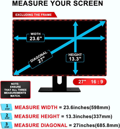 GUMIKE 27 inch Computer Privacy Screen Filter for 16:9 Aspect Ratio Widescreen Monitor - Blue Light Filter - Anti-Glare & Anti-Scratch Protector Film (27 Inch (Diagonal) - 16:9Aspect Ratio)