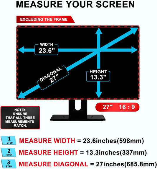 GUMIKE 27 inch Computer Privacy Screen Filter for 16:9 Aspect Ratio Widescreen Monitor - Blue Light Filter - Anti-Glare & Anti-Scratch Protector Film (27 Inch (Diagonal) - 16:9Aspect Ratio)
