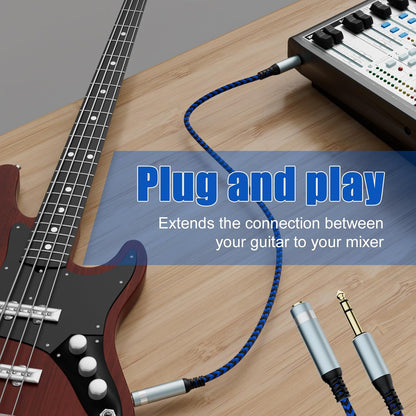 LDKCOK 1/4 inch TRS Extension Cable 3ft, 1/4" Male to Female Stereo Headphone Guitar Cable