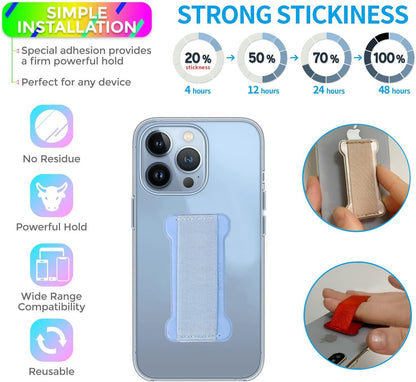 Phone Grip Holder for Hand, Universal Finger Strap Phone Holder, Finger Selfie Grip Compatible with Most Smartphones (Light Blue) - 2Pack