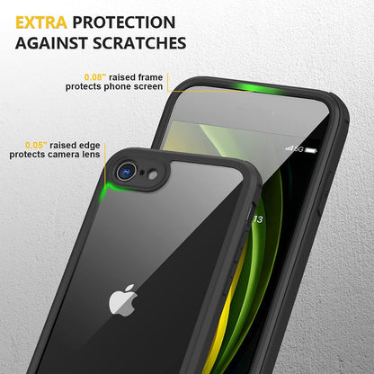 Miracase for iPhone SE Phone Case 3rd/2nd Generation 2022 2020 Full-Body with Built-in Glass Screen Protector, Heavy Duty 360° Protective Shockproof Bumper Cover for iPhone 8/SE 4.7 Inch, Black