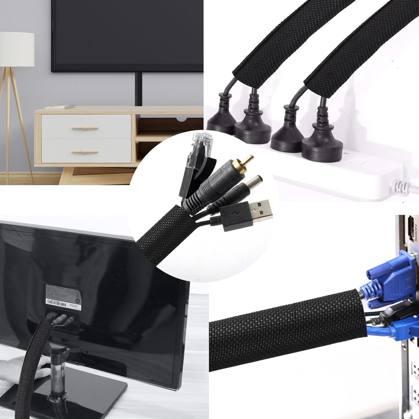 Secbolt Cord Protectors from Pets No Chew, 10ft - 3/4 inch Ultra Durable Cord Covers for Pets, Bite-Resistant Cable and Wire Protector for Cats, Dogs, Rabbits - Black