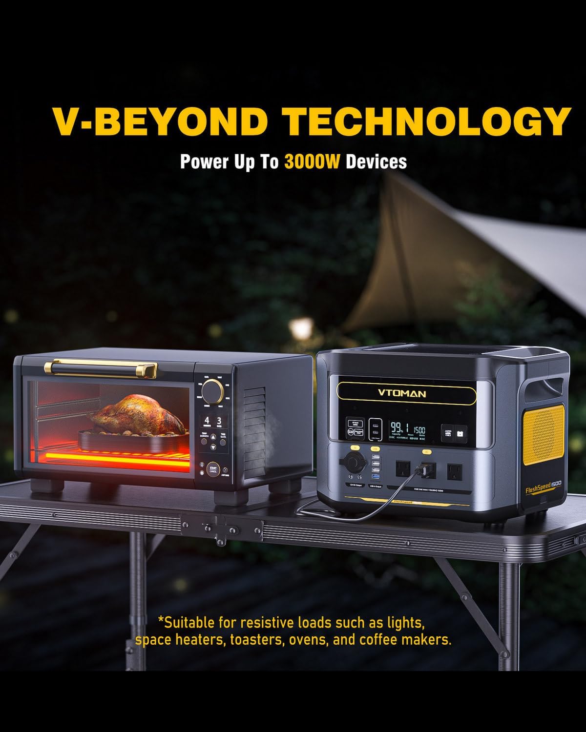 VTOMAN 3096Wh Portable Power Station Bundle with Extra Battery & 200W Pro Solar Panel Included - Up to 3000W Solar Power Generator for Home Backup, Off-grid, Road Trip, RV, Camping, Emergencies