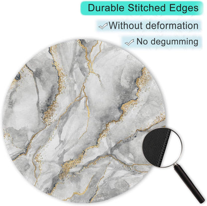 ITNRSIIET Round Mouse Pad with Stitched Edge Premium-Textured Waterproof Non-Slip Rubber Base Desktop Protection Mat Diameter 8.7 inches, Gray Marbling