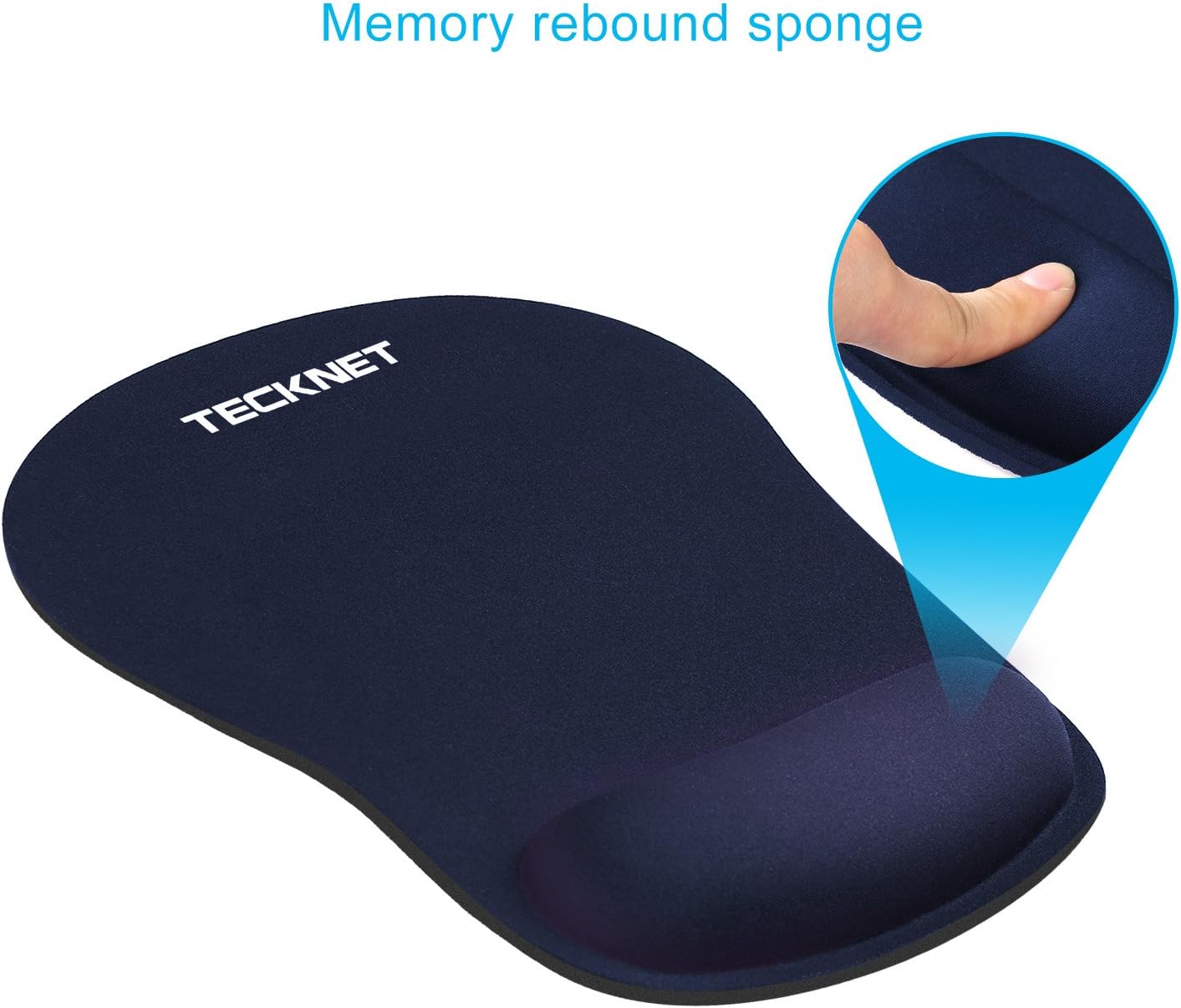 TECKNET 2 Pack Mouse Pad with Wrist Support, Ergonomic Gaming Mouse Pad Pain Relief, Portable Comfortable Mousepad for Computer, Laptop, Office, Home Non-Slip Base, Waterproof Surface - Navy