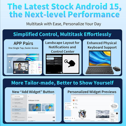 Android 15 Tablet 10 Inch, 26GB RAM+256GB ROM/2TB Expandable Tablet, 2 in 1 Tablets with Keyboard Case Mouse Stylus, 2.0GHz Octa-core CPU, IPS HD Screen, 5G WiFi BT 5.0, 8000mAh Battery (Black)