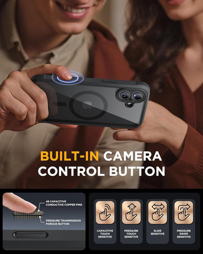 Miracase for iPhone 16 Case 6.1'', Full-Body Bumper Phone case with Built-in Full Glass Screen &Camera Control,No Gap,Compatible with MagSafe,Drop Proof 16 Cover,Black