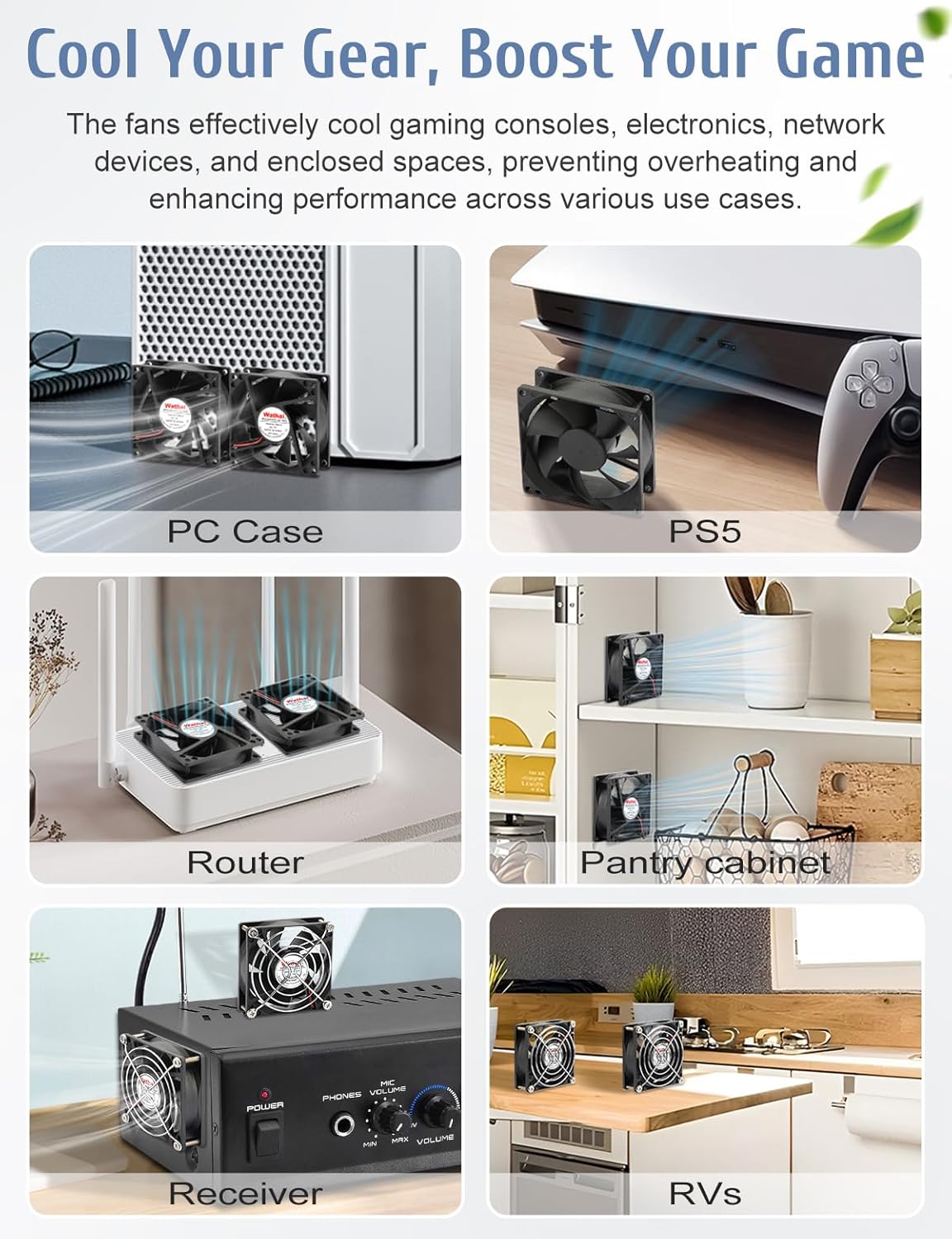 Wathai 80mm x 80mm x 25mm USB Fan 5V for Computer Laptop Router DVR Xbox Cooling 2 Packs