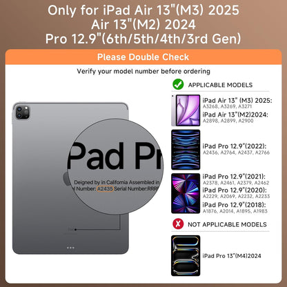 Transparent Case with Keyboard for iPad Air 13 Inch (M3/M2, 2025/2024), iPad Pro 12.9 Inch (6/5/4/3 Gen),7-Color Backlit,Magic Wireless Keyboard, 360°Rotating,with trackpad,Pencil Holder,White