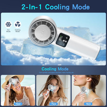 Handheld Turbo Fan with Ice Cooler, Rechargeable Personal Fans, 1-199 Adjustable Speed, Powerful Cooling Personal Mini Fan, Portable Hand Fan for Travel, Outdoor, Office, Gifts for Women,Men