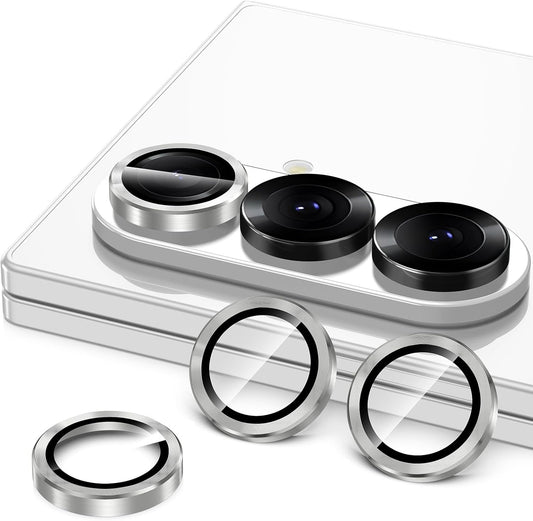 for Samsung Galaxy Z Fold 7 Camera Lens Protector, Individual Metal Ring Tempered Glass Lens Cover, [Strong Adsorption] Scratch Resistant Ultra-Thin HD Clear Lens Cover, 1 Set-Gray