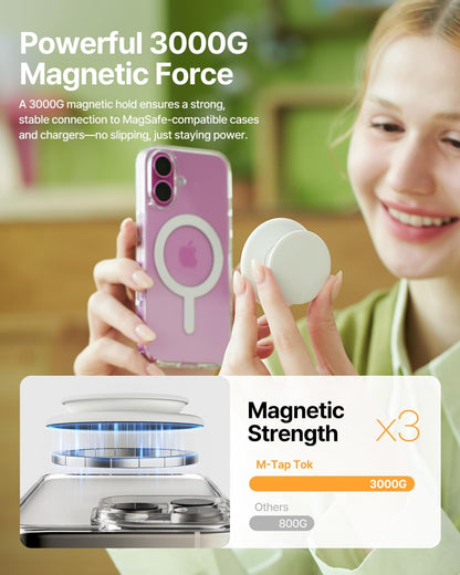 Sinjimoru for MagSafe Phone Grip, Soft Silicone Magnetic Finger Grip for iPhone 16/15/14/13/12, Comfortable One-Touch Holding, M-Tap Tok Blue