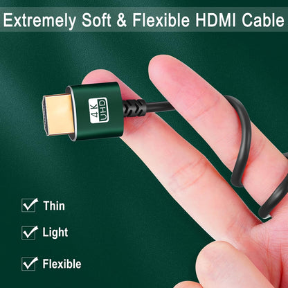 Slim HDMI Cables 1FT 5Pack, Ultra Soft & Thin HDMI to HDMI Cord, Extreme Flexible & Skinny HDMI Wire Supports High Speed 4K@60Hz 18gbps 2160p 1080p