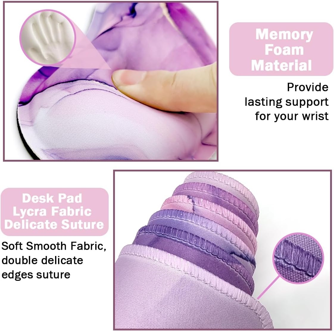 Large Mouse Pad and Keyboard Wrist Rest, Desk Pad for Keyboard and Mouse, 4-in-1 Large Gaming Mouse Pad with Wrist Support, Desk Mat for Home Office Study Game-Purple