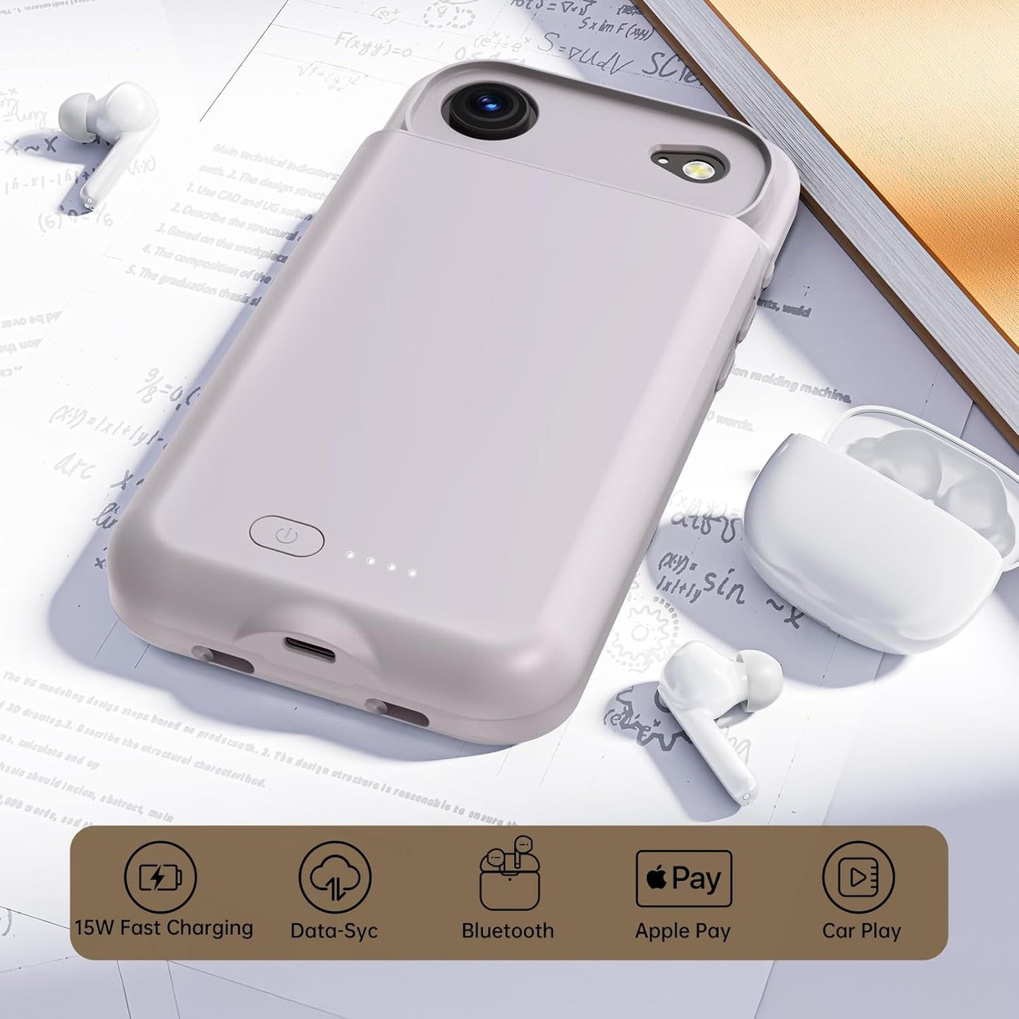 GIN FOXI Battery Case for iPhone 17 AIR, Charging Case Charger 8500mAh Ultra-Slim Lightweight Powerful Battery Pack 15W Fast Rechargeable Anti-Fall TPU Juice Box for iPhone 17 AIR (6.5") Grey