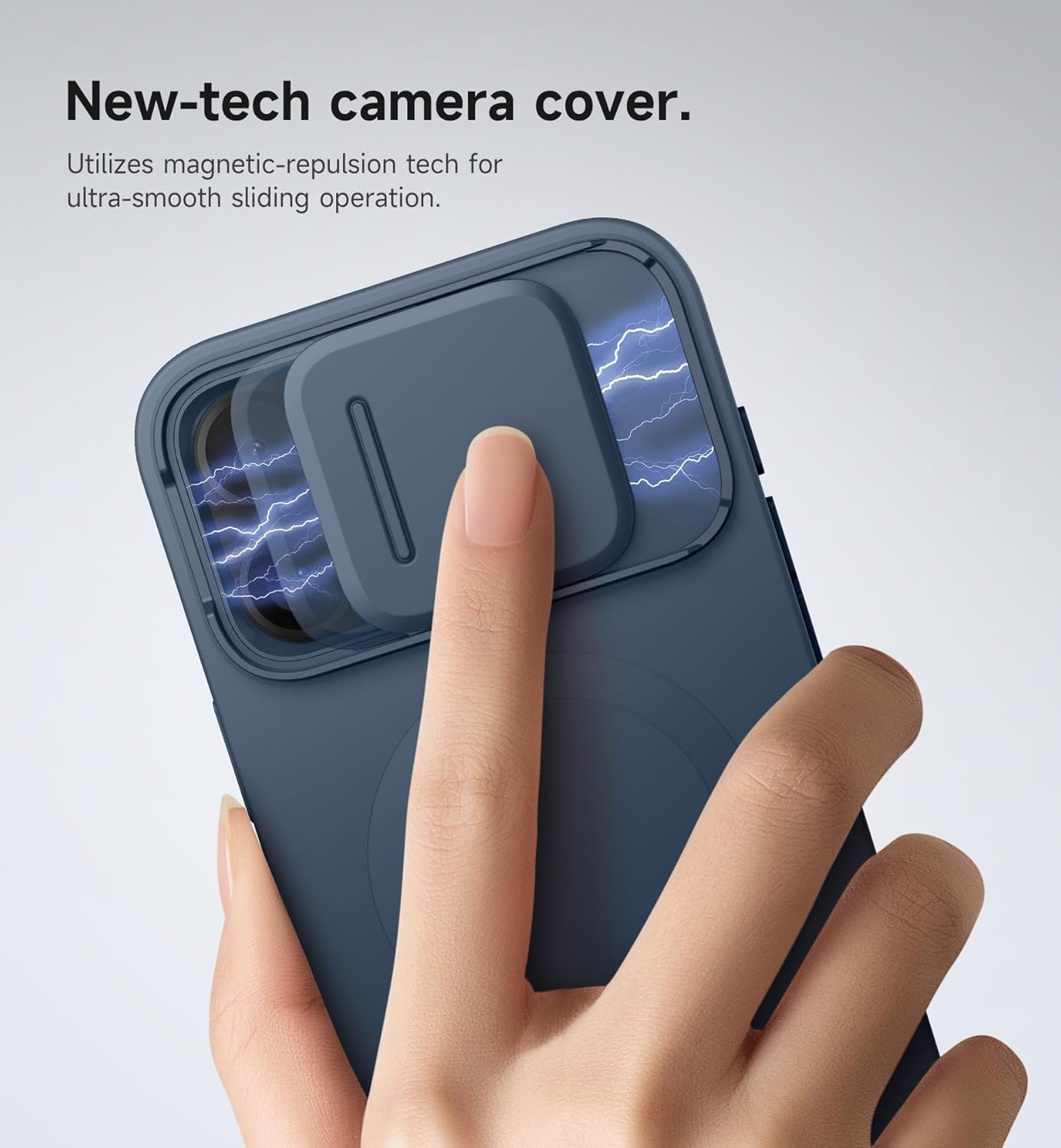 SURITCH for iPhone 16 Pro Max Case with Magnetic Camera Slide Cover and Adjustable Kickstand, Compatible with MagSafe, Shockproof Bumper Case Slim Protective Cover 6.9 Inch, Blue