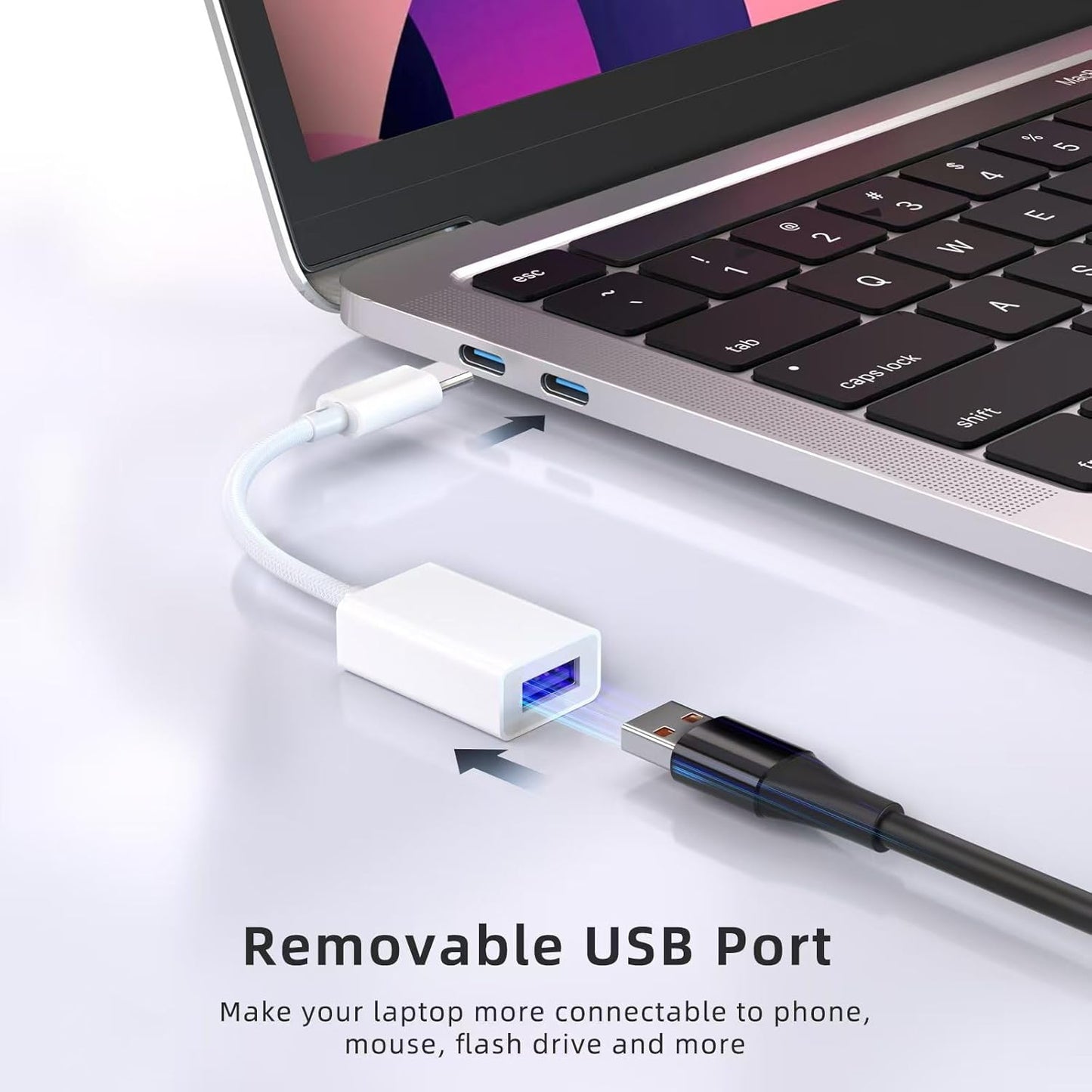 USB C to USB 3.0 Adapter [2 Pack], USB C Male to USB Female OTG Cable Thunderbolt3 to USB Adapter Compatible with MacBook Pro/Air, iPhone 16 Pro Max/16 Plus/16/15, Galaxy S24/S23/S22/S21