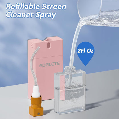 Screen Cleaner Spray and Wipe, Streak-Free Computer Screen Cleaner, Portable Laptop Cleaning Kit for Phone Car Touchscreen Monitor PC MacBook iPad TV Electronic, Refillable 2oz Spray Microfiber Cloth
