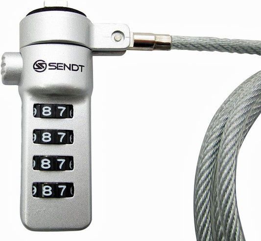 Sendt Notebook/Laptop Combination Lock Security Cable (Silver)
