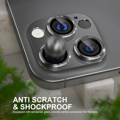 Choiche Compatible for iPhone 16 Pro/iPhone 16 Pro Max Camera Lens Protector, Bling Camera Cover with 9H Tempered Glass Lens Screen Protector Metal Ring Decoration Accessories(Black)