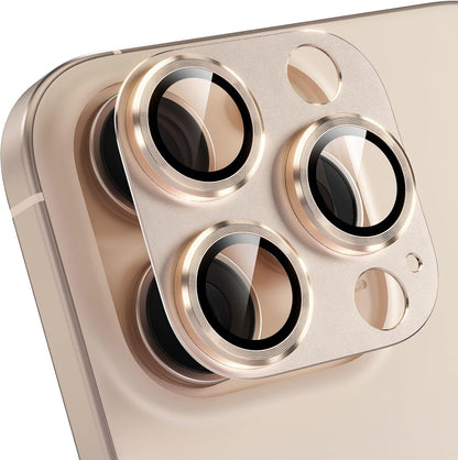 Choiche Compatible for iPhone 16 Pro/iPhone 16 Pro Max Camera Lens Protector, Bling Camera Cover with 9H Tempered Glass Lens Screen Protector Metal Ring Decoration Accessories (Titanium Desert)