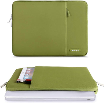 MOSISO Laptop Case 13.3 inch, 13-13.3 inch Laptop Sleeve Compatible with MacBook Air/Pro 13 / Pro 14, HP Dell ASUS Lenovo Notebook, Polyester Vertical Computer Sleeve Bag with Pocket, Chartreuse