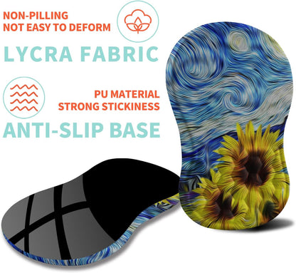 Ergonomic Mouse Pad Wrist Support with Memory Foam Massage Bulge, Carpal Tunnel Pain Relief Mousepad Wrist Rest for Mouse(12x8 inch,Sunflower)