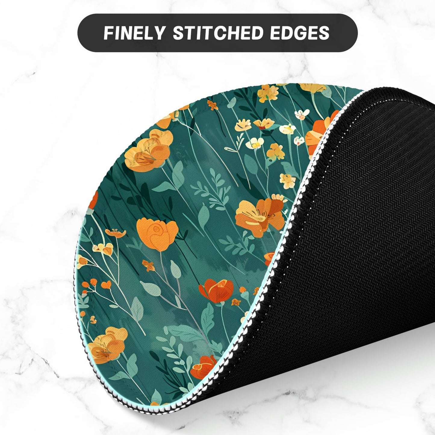 ITNRSIIET Round Mouse Pad with Stitched Edge Premium-Textured Waterproof Non-Slip Rubber Base Desktop Protection Mat Diameter 8.7 inches, Beautiful Flowers