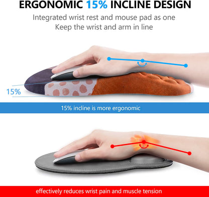 Mouse Pad Wrist Support, Laokiiy 2 in1 Keyboard Wrist Rest+ Ergonomic Mouse Pad, Non-Slip Wrist Rest for Computer Keyboard, Made Easy Typing & Relieve Wrist Pain Boho