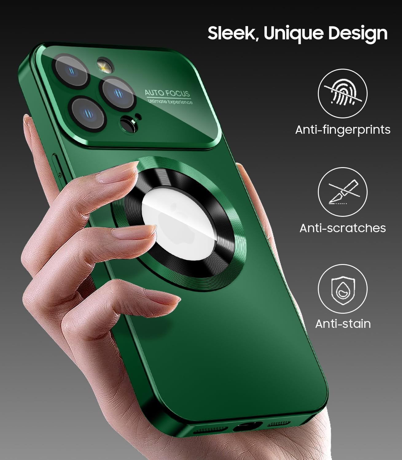 Magnetic for iPhone 12 Pro Case, Compatible with MagSafe, Built-in Camera Lens Protector, Logo View, Military Grade Drop Proof Phone Case Cover, Green