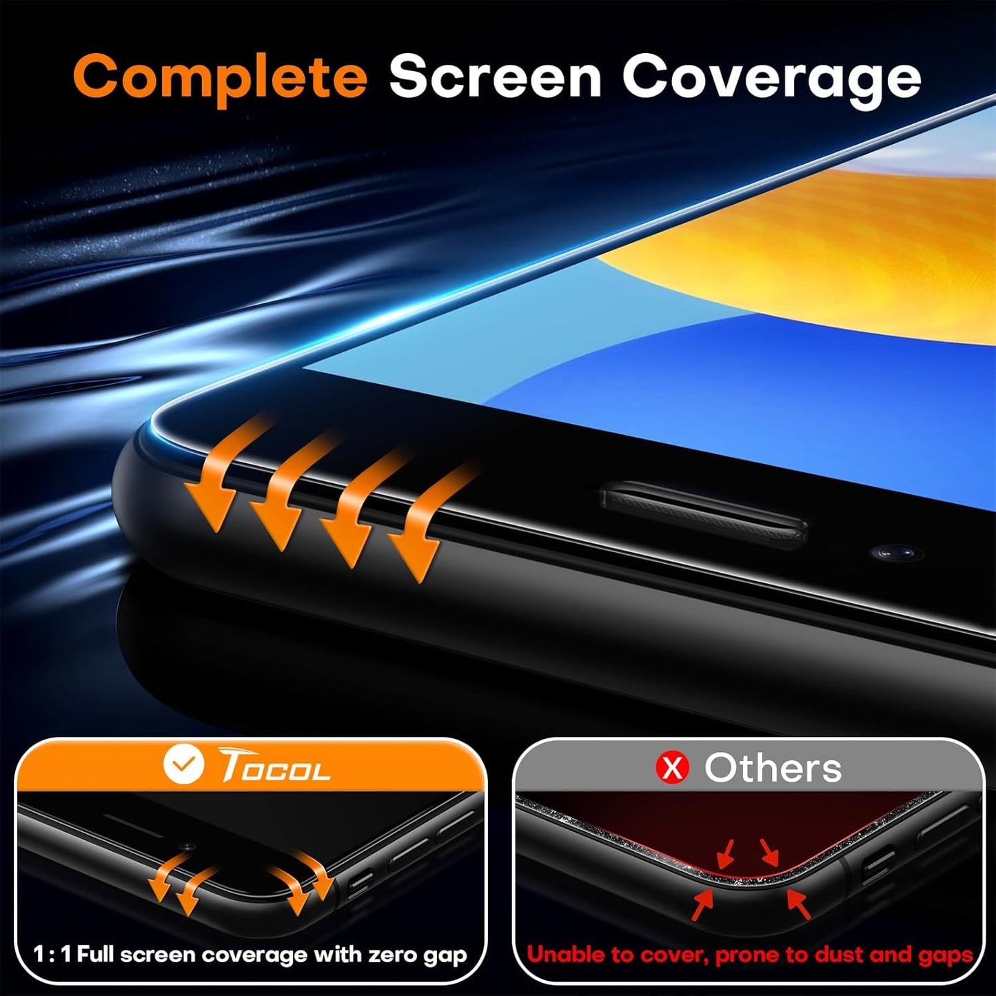 TOCOL 2 Pack Screen Protector for iPhone SE 3/2 (2022/2020 Edition), iPhone 8/7, iPhone 6s/6 4.7-Inch Instant Installation 14FT Military Grade Protective 9H+ Tempered Glass HD No Bubbles No Dust