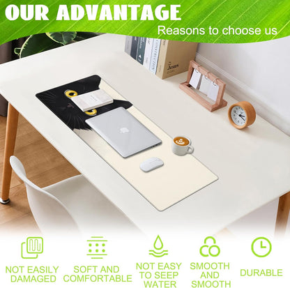Desk Pad,Black Cat Desk Mat,Cute Cat Large Gaming Mouse Pad for Desk,Extended Big Computer Keyboard Mouse Pad with Non-Slip Base and Stitched Edge,31.5"x11.8"